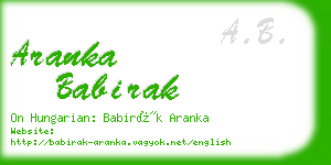 aranka babirak business card